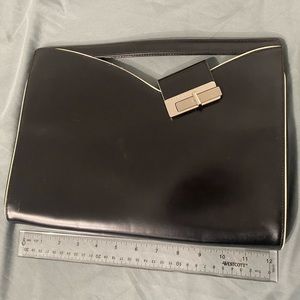 Braun Buffel Large Black Leather Envelope Clutch